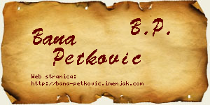 Bana Petković vizit kartica